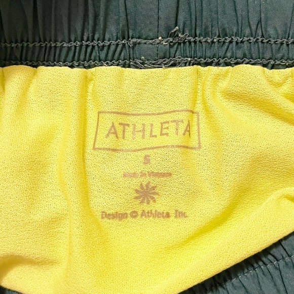 Athleta Small Teal Green Blue White Trim Attached Liner Athletic Shorts - Picture 4 of 4